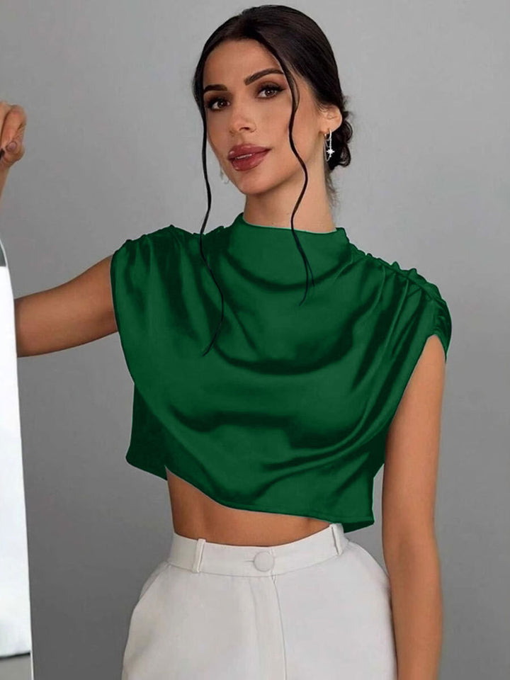 Damer Elegant Crop-Top med voluminøse ærmer og fint rygudskæring Skovae