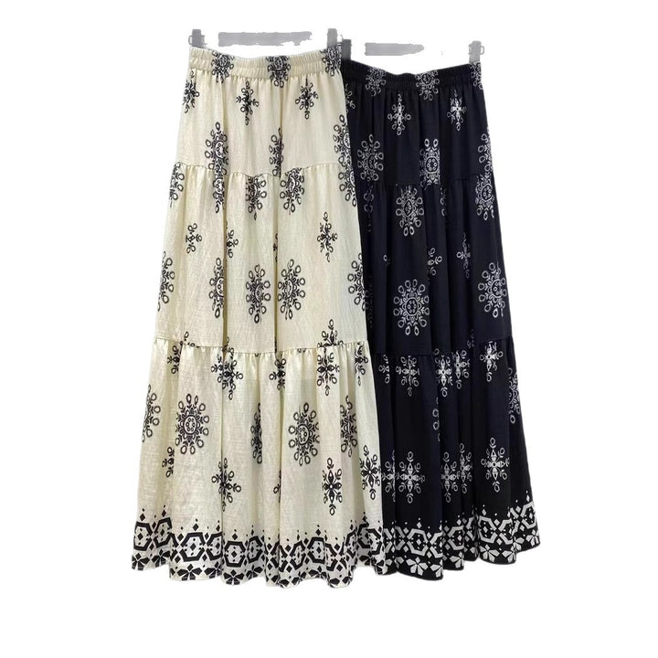 Femme Bohemian Broderet Maxi-Nederdel Stilla