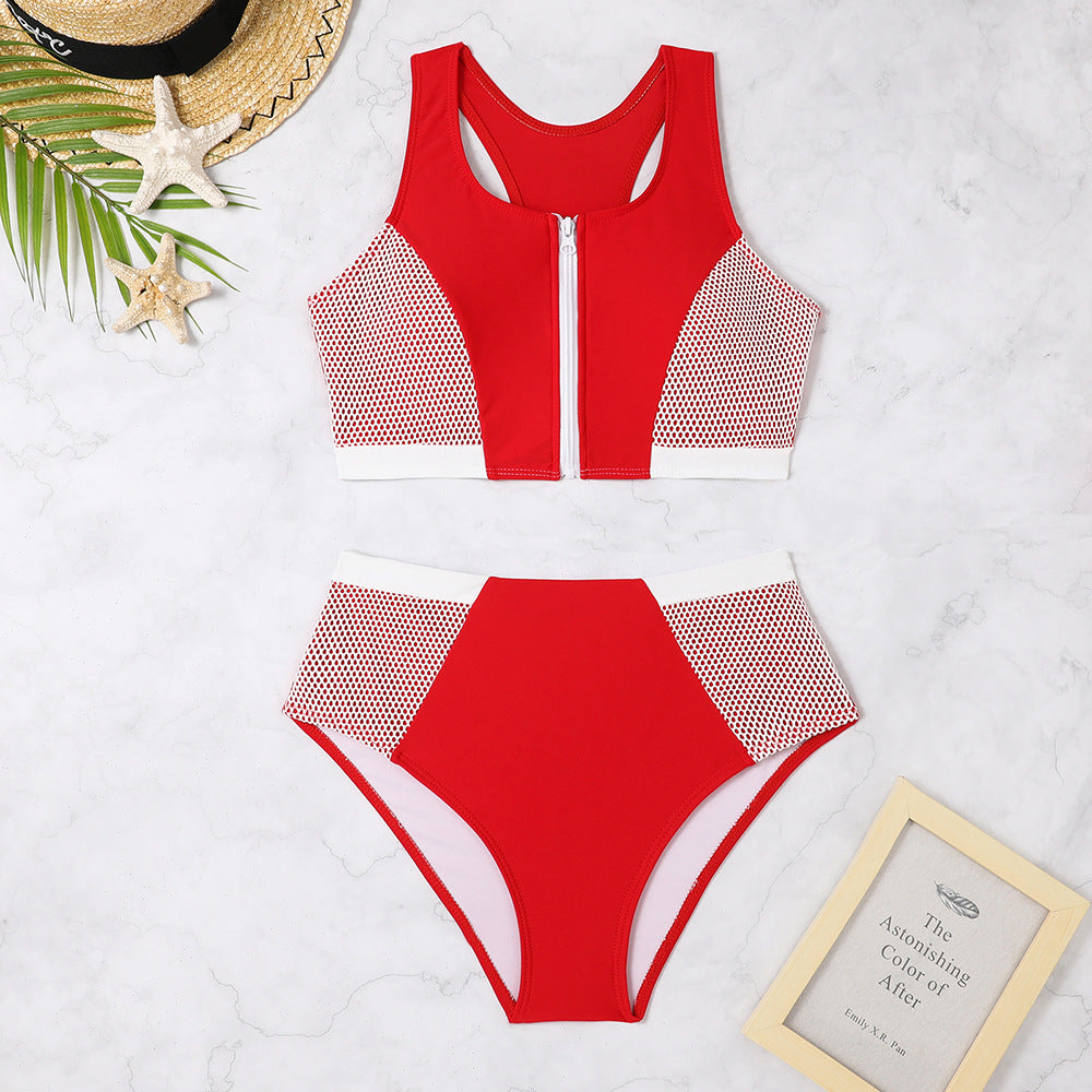 Dame Sport-Bikini-Sæt med åndbart mesh og moderne lynlås Stilla