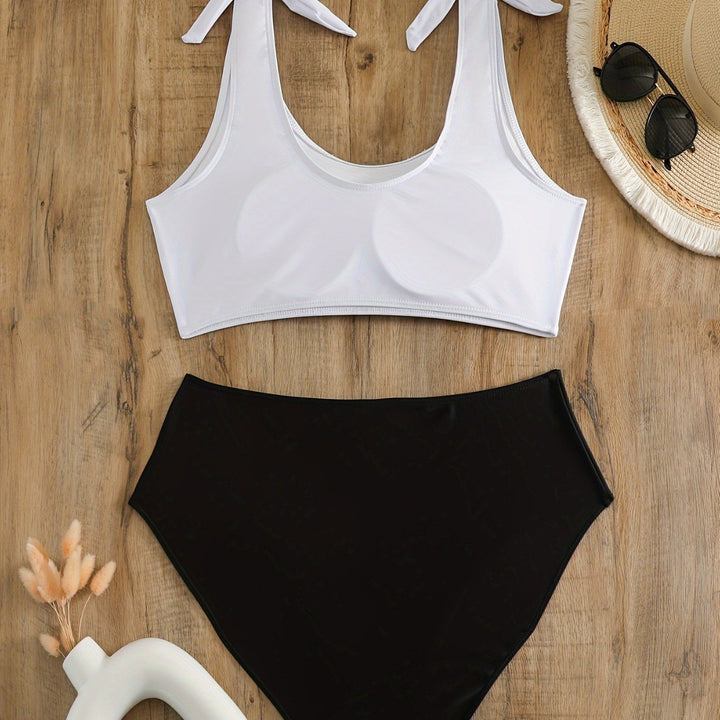Dame Grafik Crop Bikini Sæt Stilla