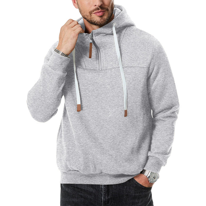 Herre hoodie med kort lynlås og blødt fleece-materiale Stilla