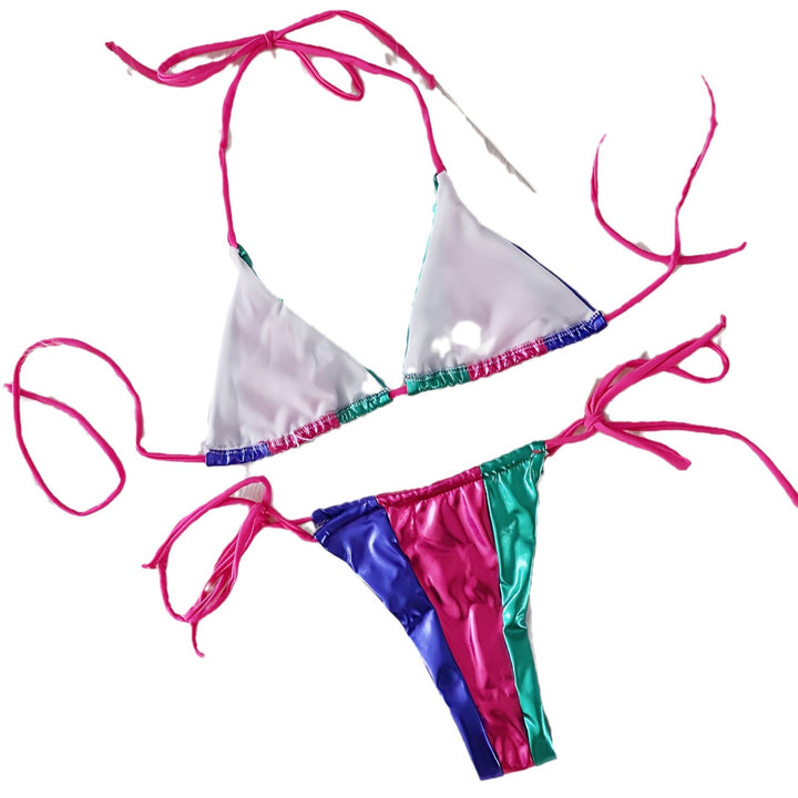 Kvinder Farverig Metallic Bikini Sæt Stilla