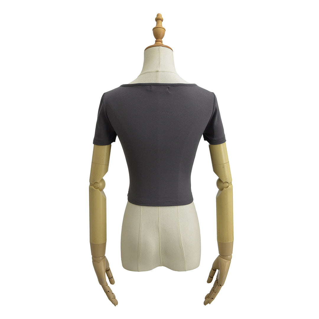 Dame Kortærmet Crop-Top med raffineret Drapée-design Stilla