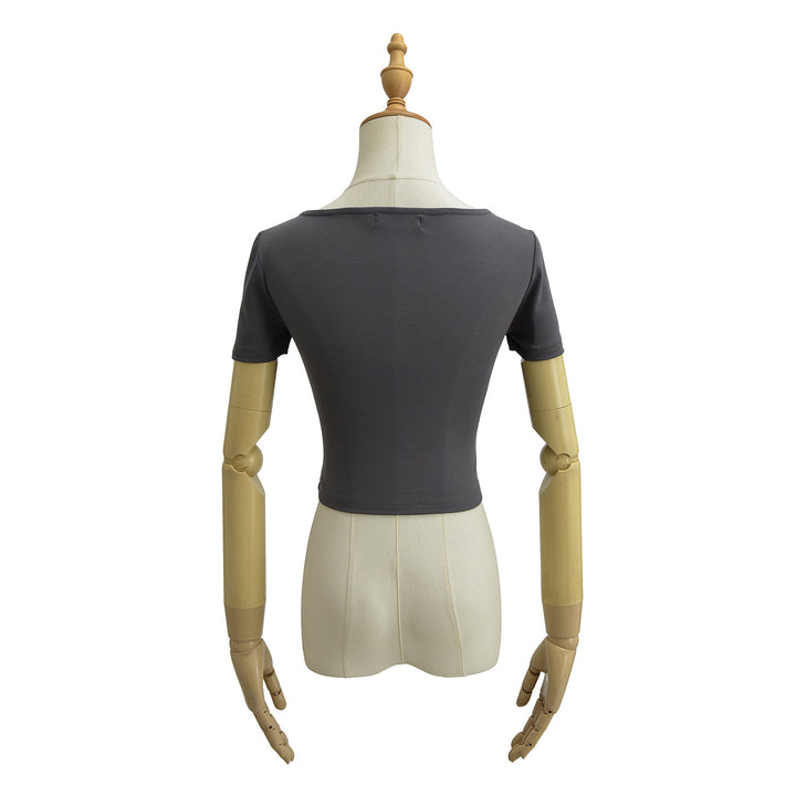 Dame Kortærmet Crop-Top med raffineret Drapée-design Stilla