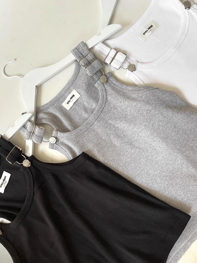 Femme justerbare stropper Crop Top Stilla