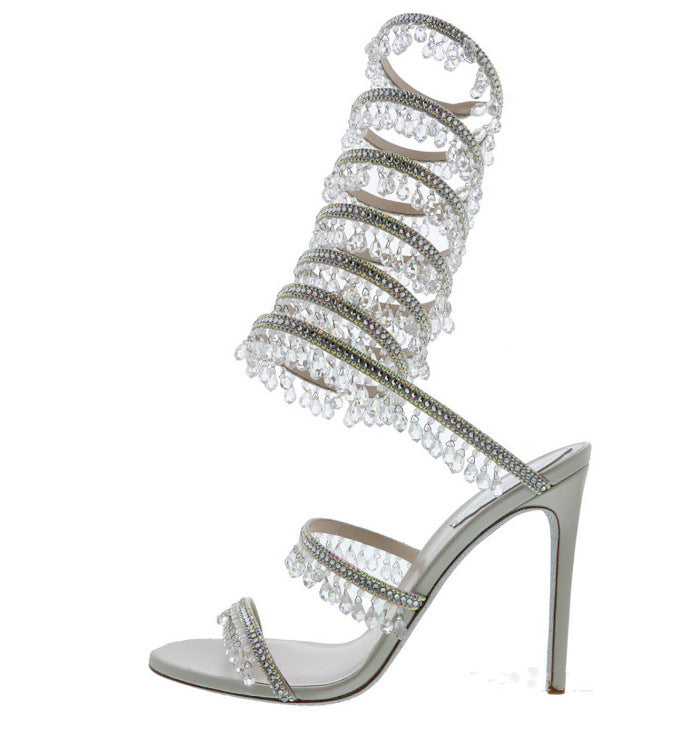 Femme Strappy Strass-besatte Stiletto-hæle sandaler Stilla