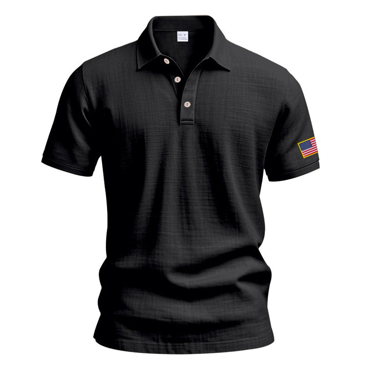 Herrer polo t-shirt med moderne USA-flagmotiv og struktureret design Stilla