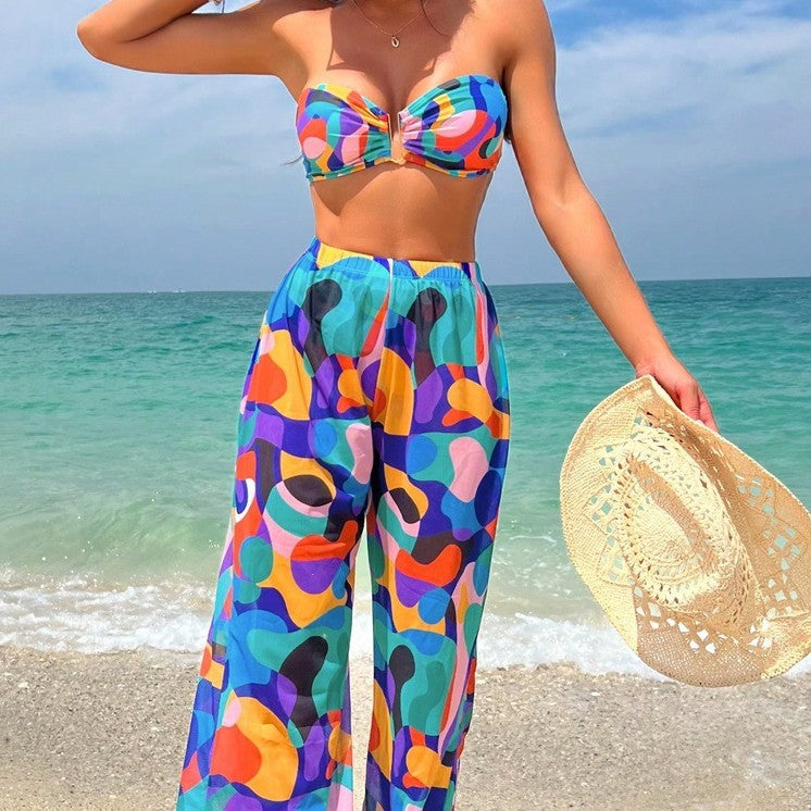 Dame To-delt Bikini Sæt med moderigtigt Wrap Skørt og elegante Rüschen Stilla