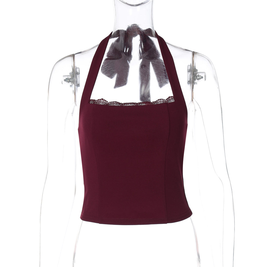 Dame Crop-top med delikate spidsdetaljer og kropsnær pasform Stilla