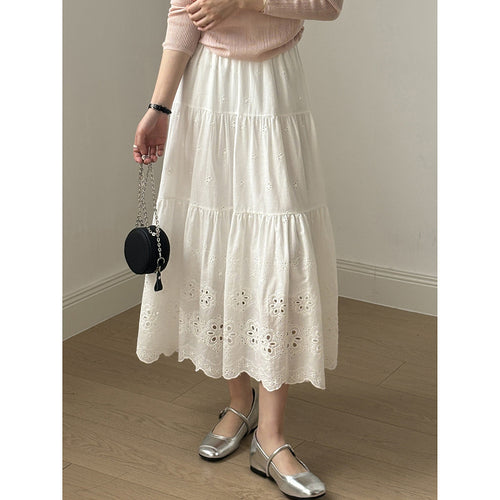 Dame Luftige Longskirt med legende broderier Stilla