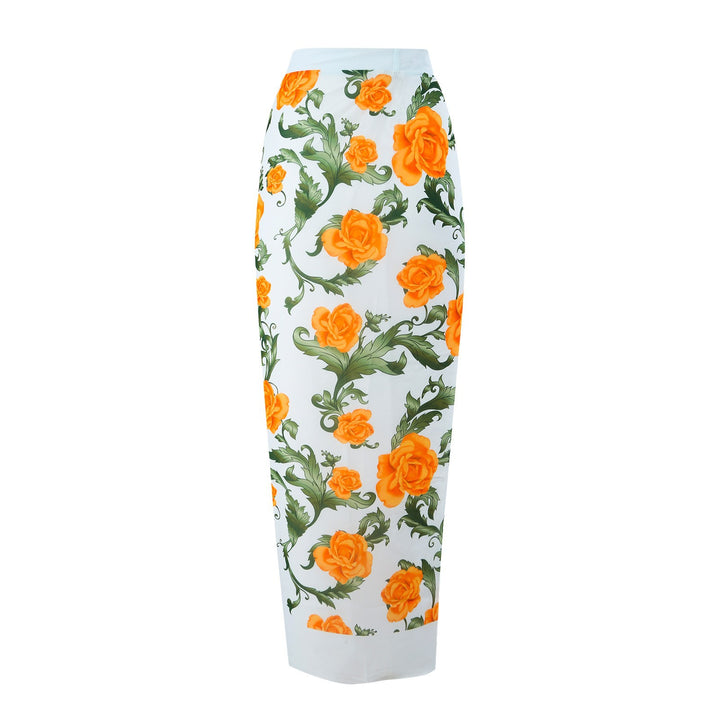 Dame badedragt med moderigtigt omslagskørt og blomstret design Stilla