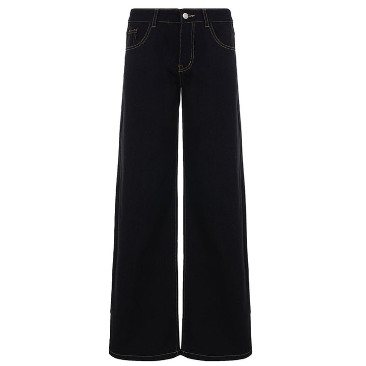 Dame slagjeans med høj talje og elegante sømme Skovae
