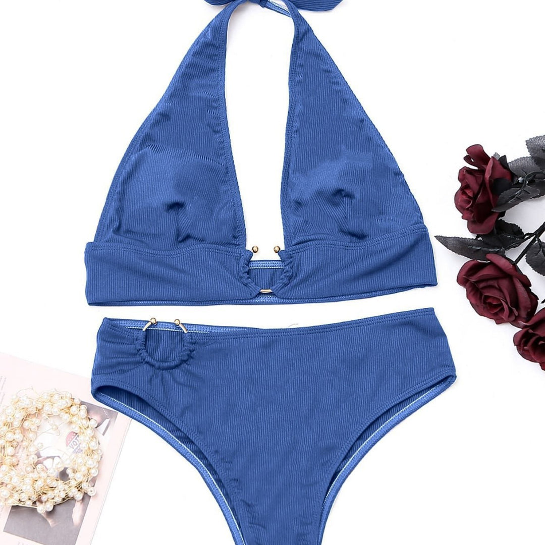 Damer Højskåret Bikini-sæt med Ringdetaljer Stilla