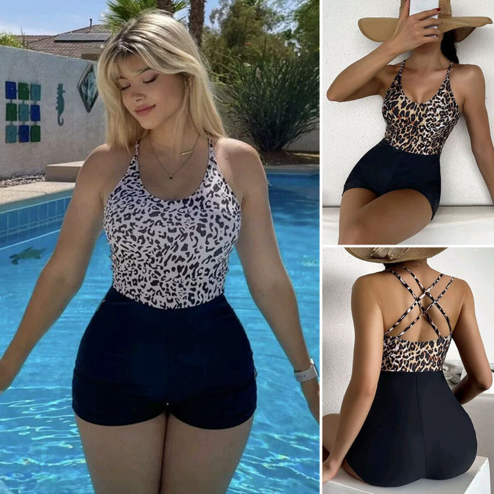 Dame Sporty én-delt med trendy leopardmønster og kropsnær pasform Stilla