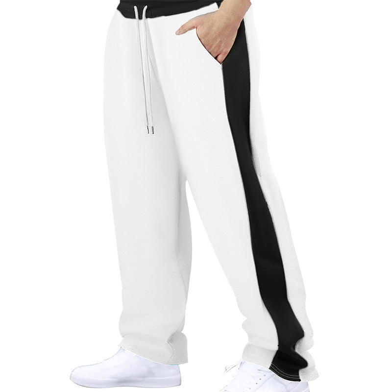 Herrer nan sporty joggingbukser med kontrastsidepanel lige ben snoreliv og stiklommer Skovae