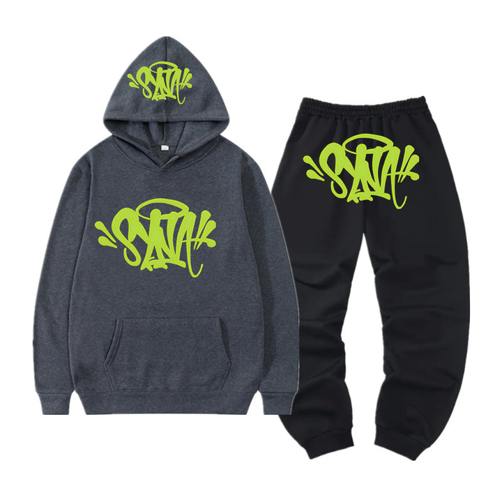 Dames hoodie og jogger sæt med kreativ graffiti design Skovae