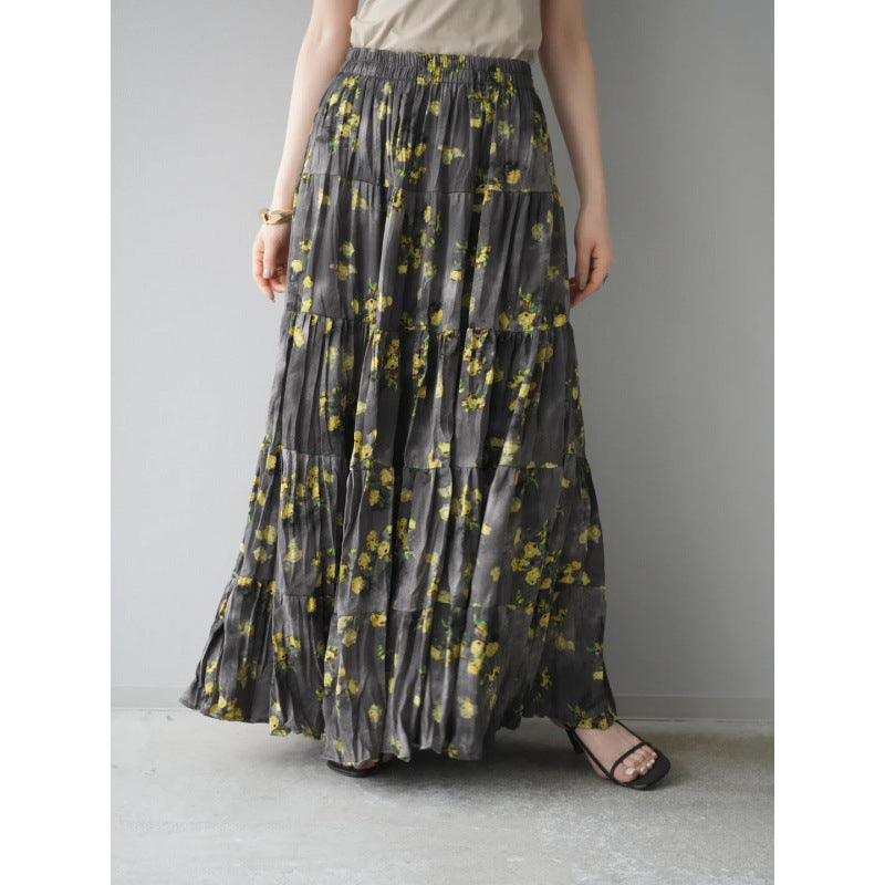 Kvinder Trin Blomster Maxi Nederdel Stilla
