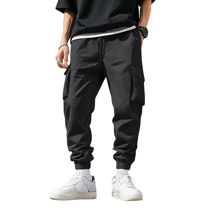 Herrer Cargo-Style Joggingbukser med praktiske lommer og elastiske ribkanter Stilla