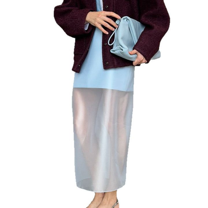 Dame Elegant Midi kjole med transparent underdel og moderne overdel Stilla