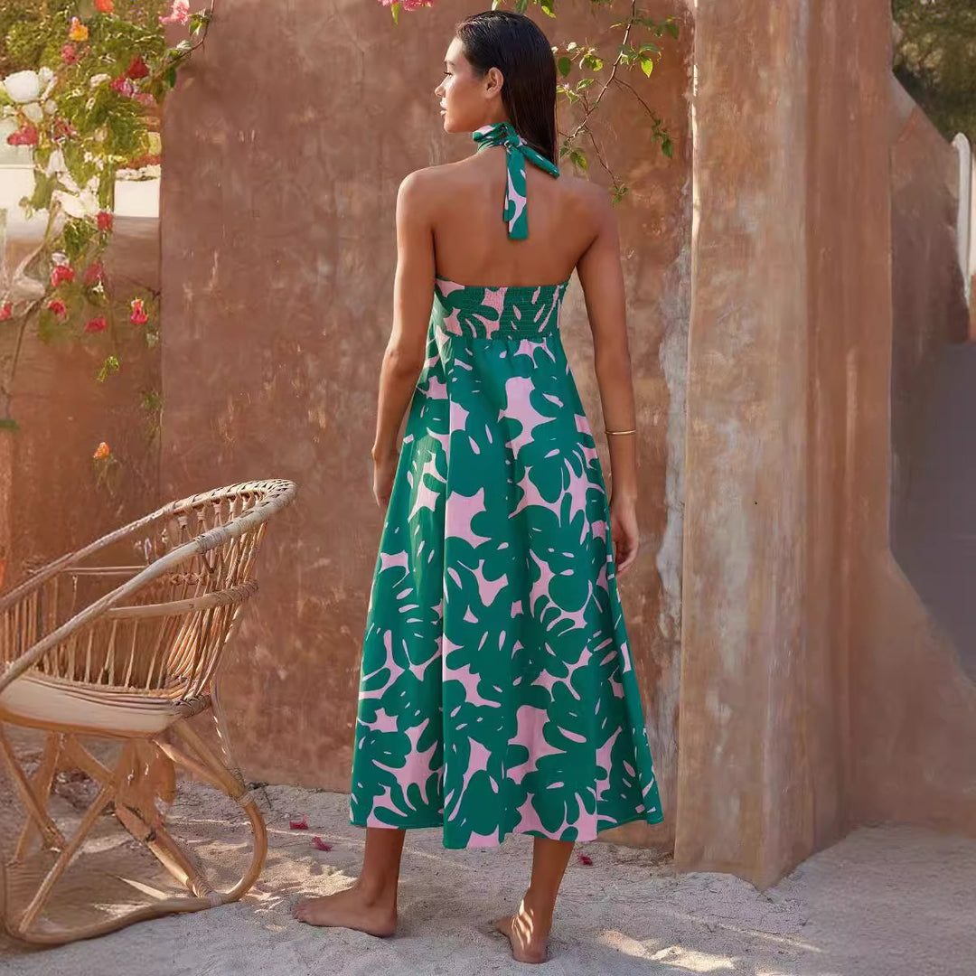 Damer maxi kjole med stropløs hel-round stræk neckline og blomsterprint Stilla