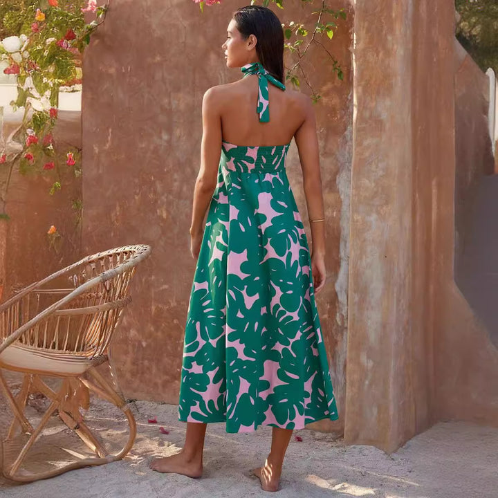 Damer maxi kjole med stropløs hel-round stræk neckline og blomsterprint Stilla