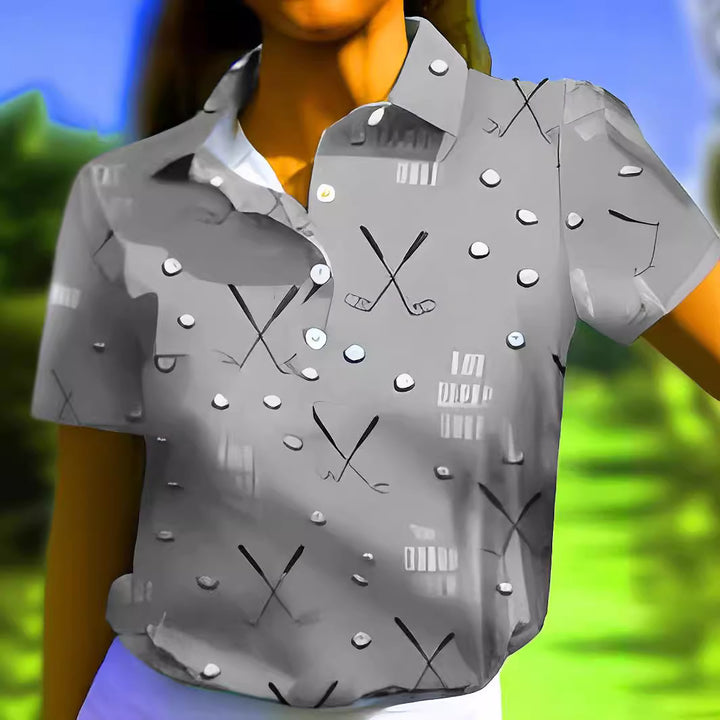 Dame golfshirts med unikt mønster Stilla