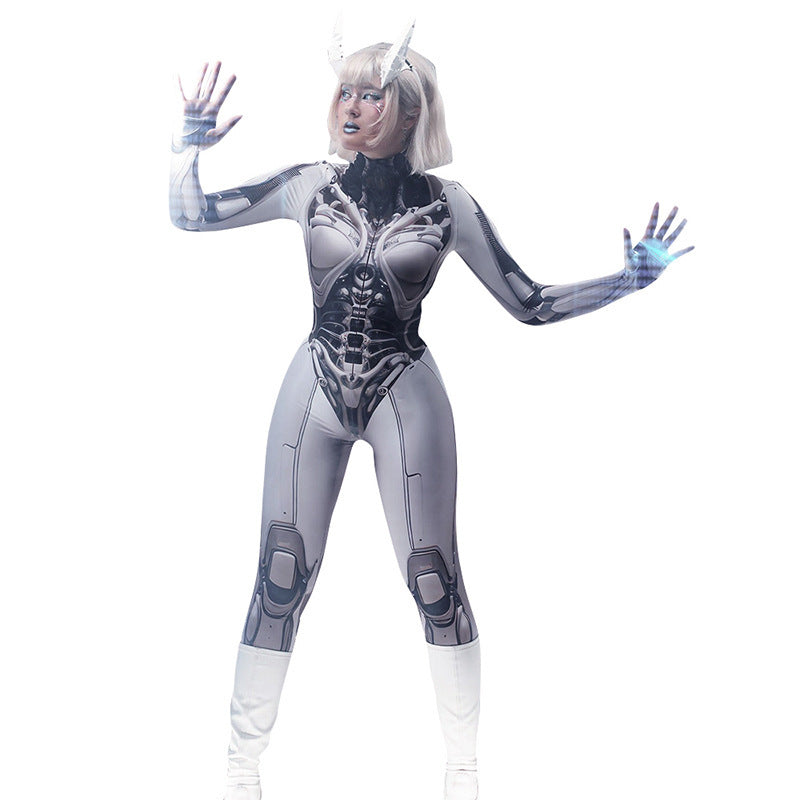 Dame Catsuit med futuristisk design og høj krave Stilla