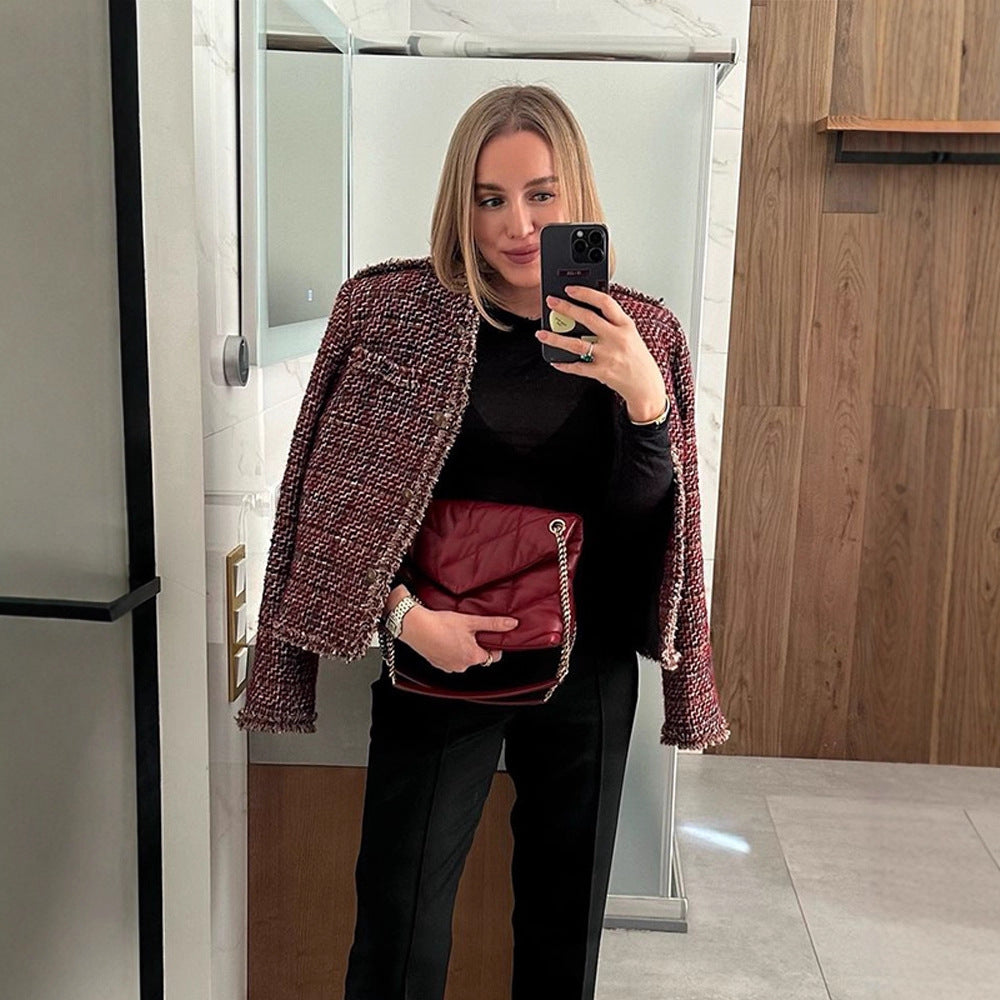 Damer mode Tweedjakke med ædle detaljer Stilla
