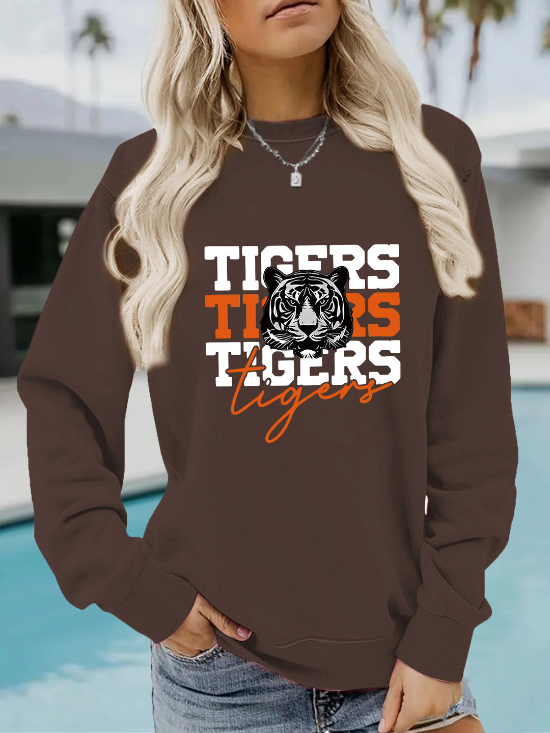 Kvinders trøje med animalistisk tigerdesign og afslappet pasform Stilla