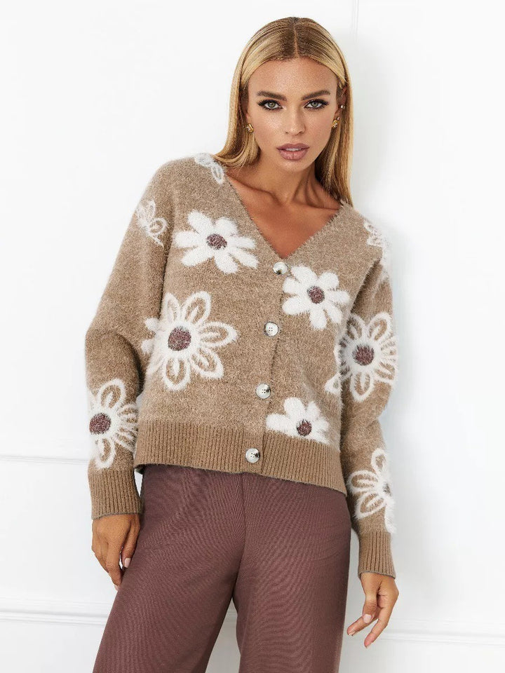 Femme Floral Broderet Strikcardigan Stilla