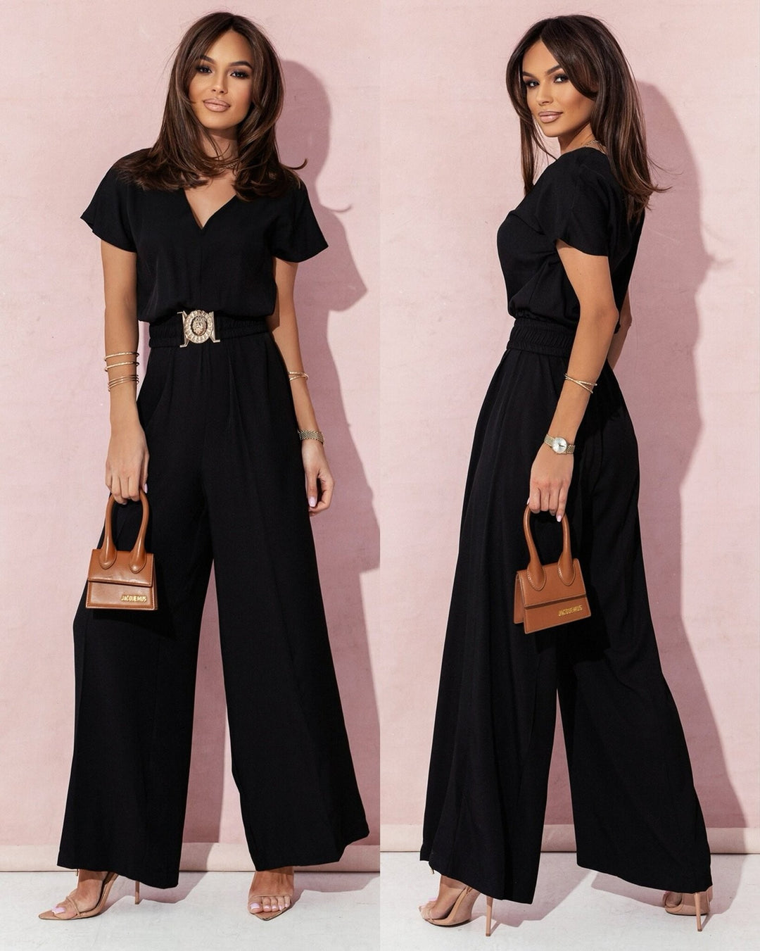 Dame Look Jumpsuit med vidde ben og bælte Stilla