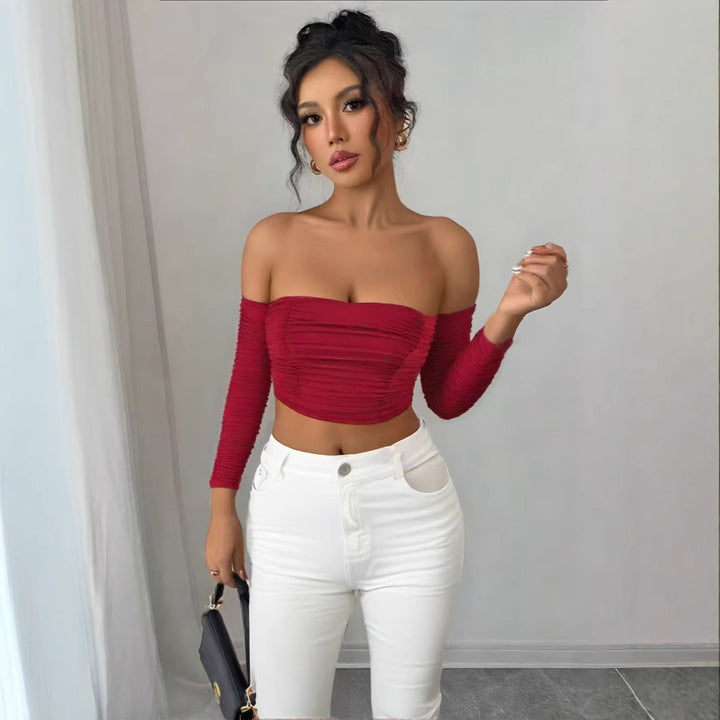 Dame Off-Shoulder Crop Top med Fald Skovae