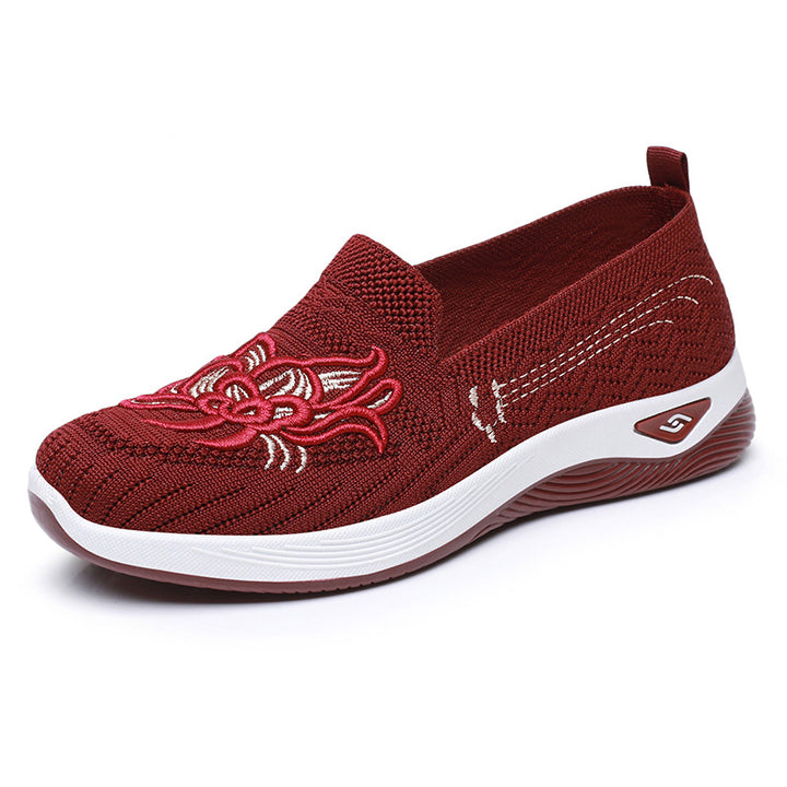 Dame Komfortable Slip-On Sneakers med floral broderi Stilla