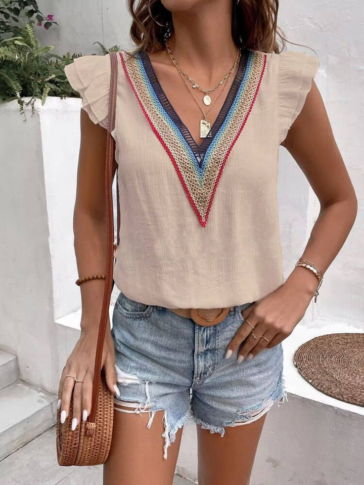 Dame Boho Chic Rynket Udsnit Top Stilla