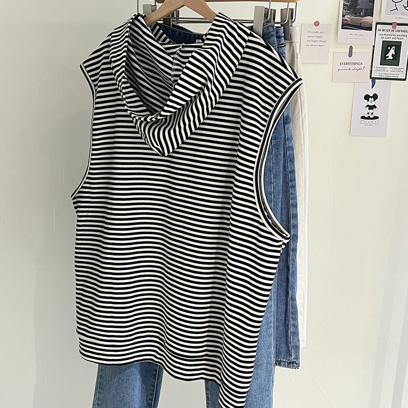 Femme Ærmeløs Stribet Hoodie-Top Stilla