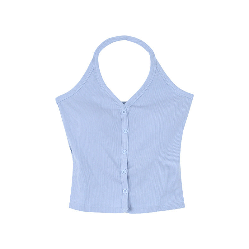 Dame ærmeløs Button-Up Top i afslappet stil Stilla