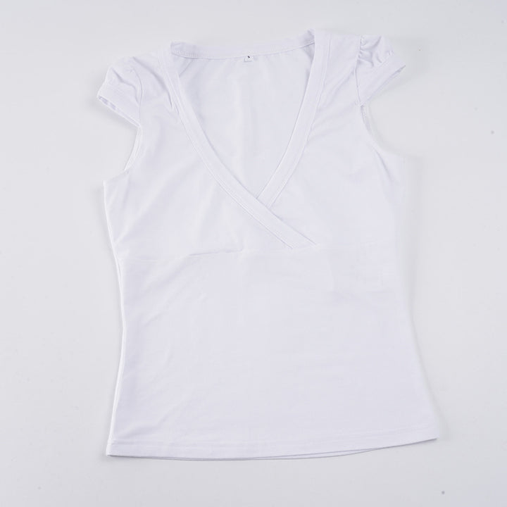 Damevikleskjorte med elegant V-udskæring og tætsiddende pasform Skovae