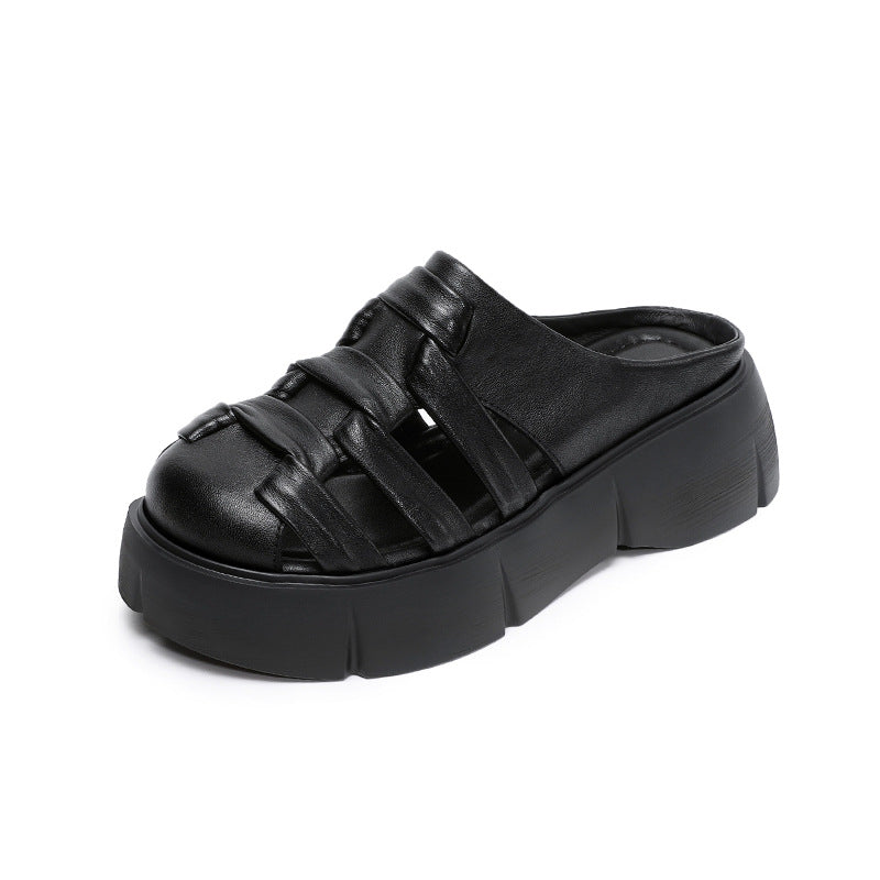 Femme Plattform Slip-On Mules med flettet design Stilla
