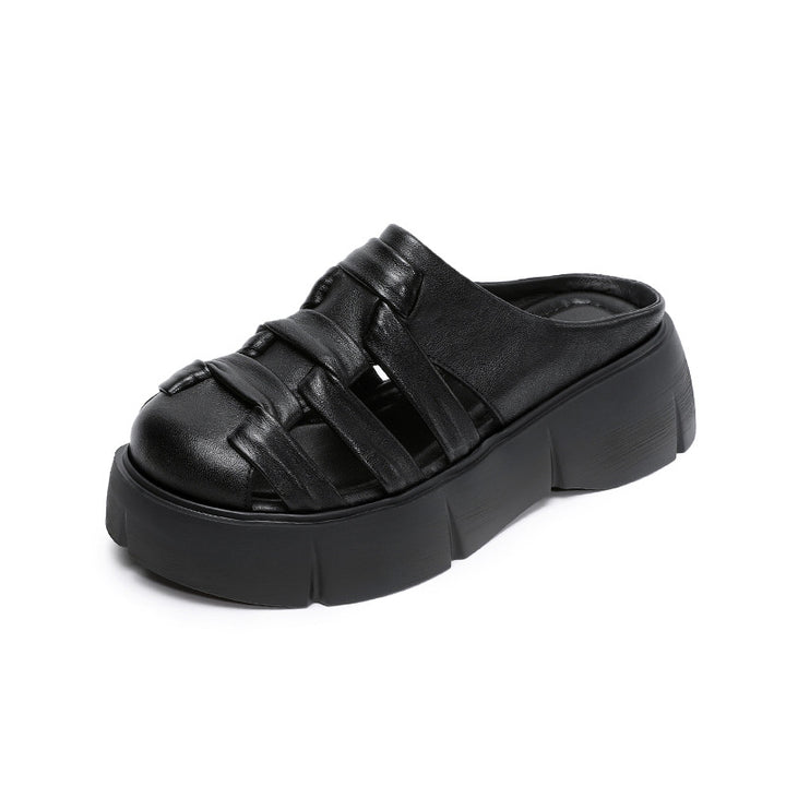 Femme Plattform Slip-On Mules med flettet design Stilla