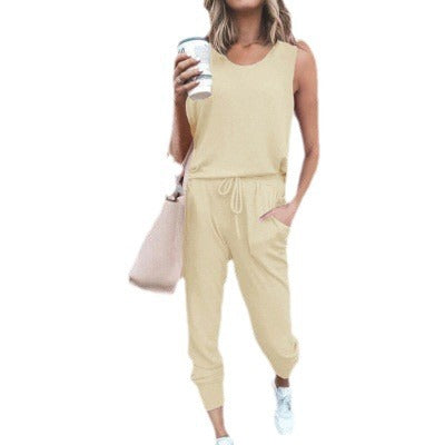 Dame afslappet jumpsuit med justerbar talje snor og praktiske sidelommer Stilla