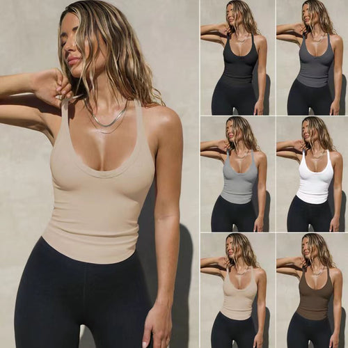 Dame Sporty Tanktop med dyb V-udskæring og smal pasform Skovae