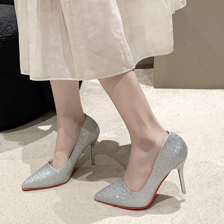 Damer Glitrende High Heels med elegant spids design og skridsikkert fodseng Stilla