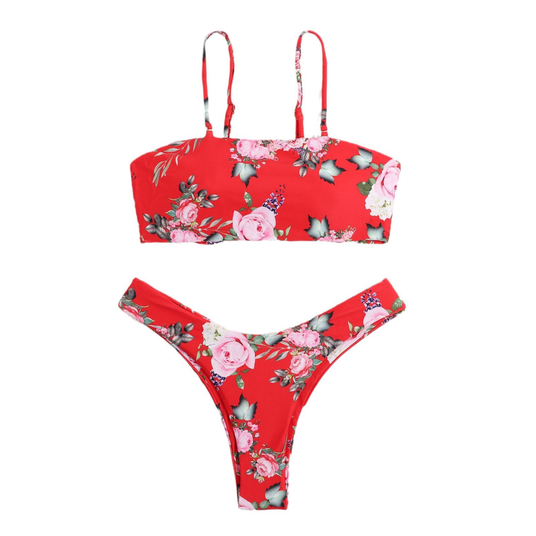 Dame Floral Print Bralette Bikini Sæt Stilla