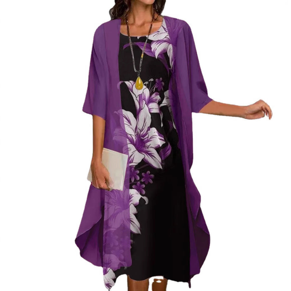 Dame Chiffon Overdel med floralt design Stilla