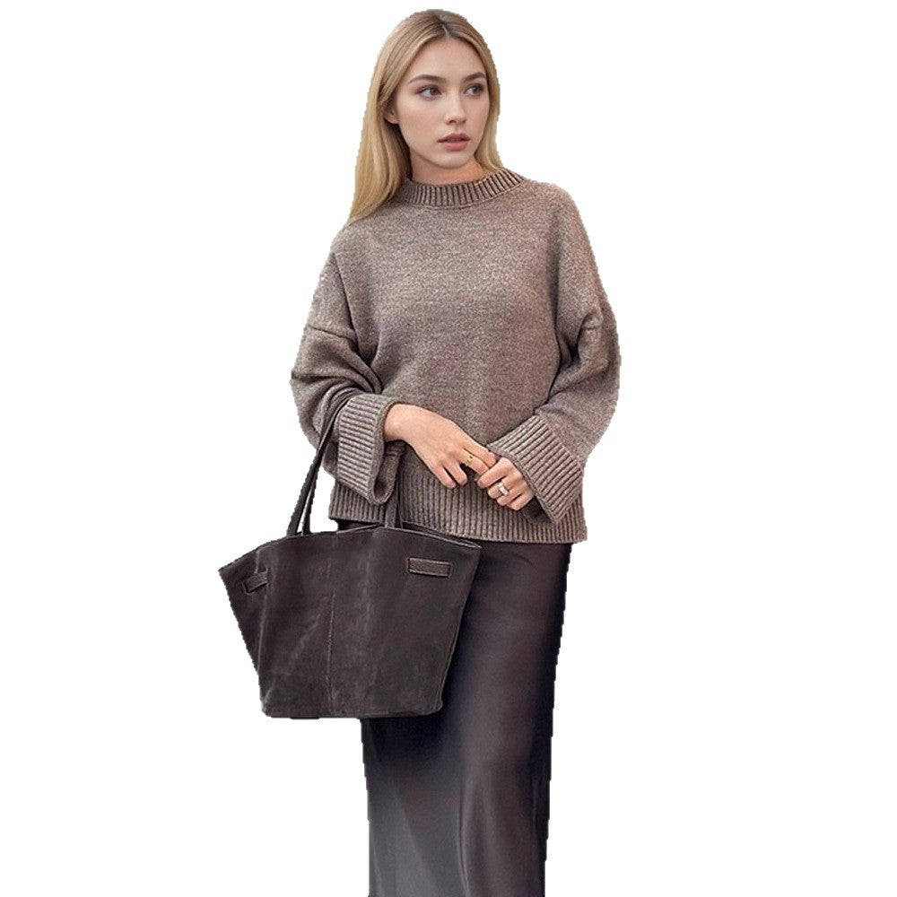 Damer grovstrik pullover med højtstående krave Stilla