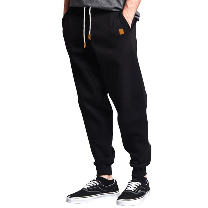 Herre nan Relax-bukser lavet af tung sweatshirt med snor og ribbet ankelafslutning Skovae