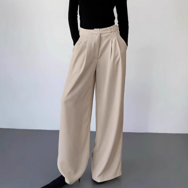 Dame bred chinos med elegant snit og højt siddende talje Stilla