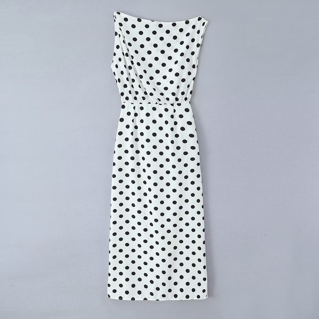 Dame maxikjole med trendy polka-dot mønster Skovae