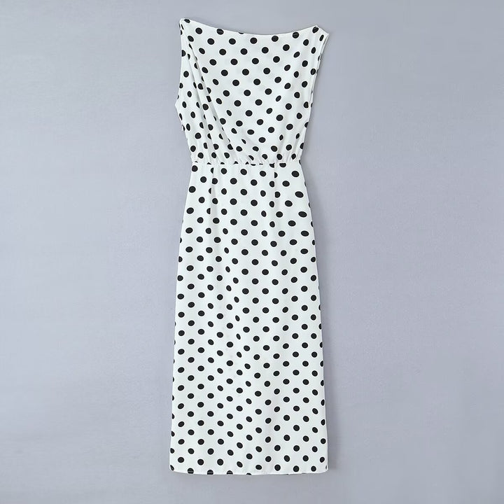 Dame maxikjole med trendy polka-dot mønster Skovae