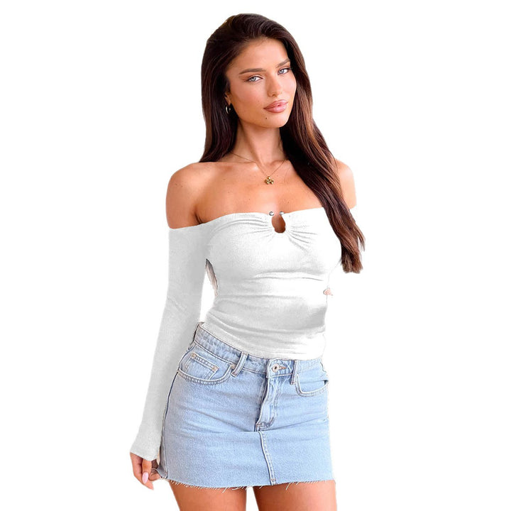 Damer Off-Shoulder Top med nøgle-udskæring og lange ærmer Stilla